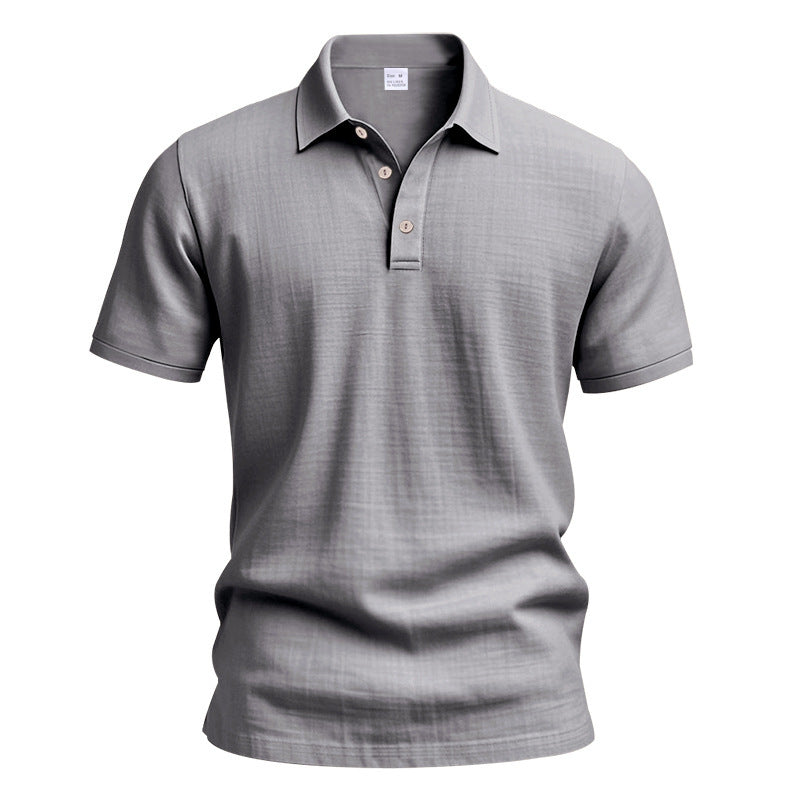 Mens Linen Blend Short Sleeve Polo Shirt