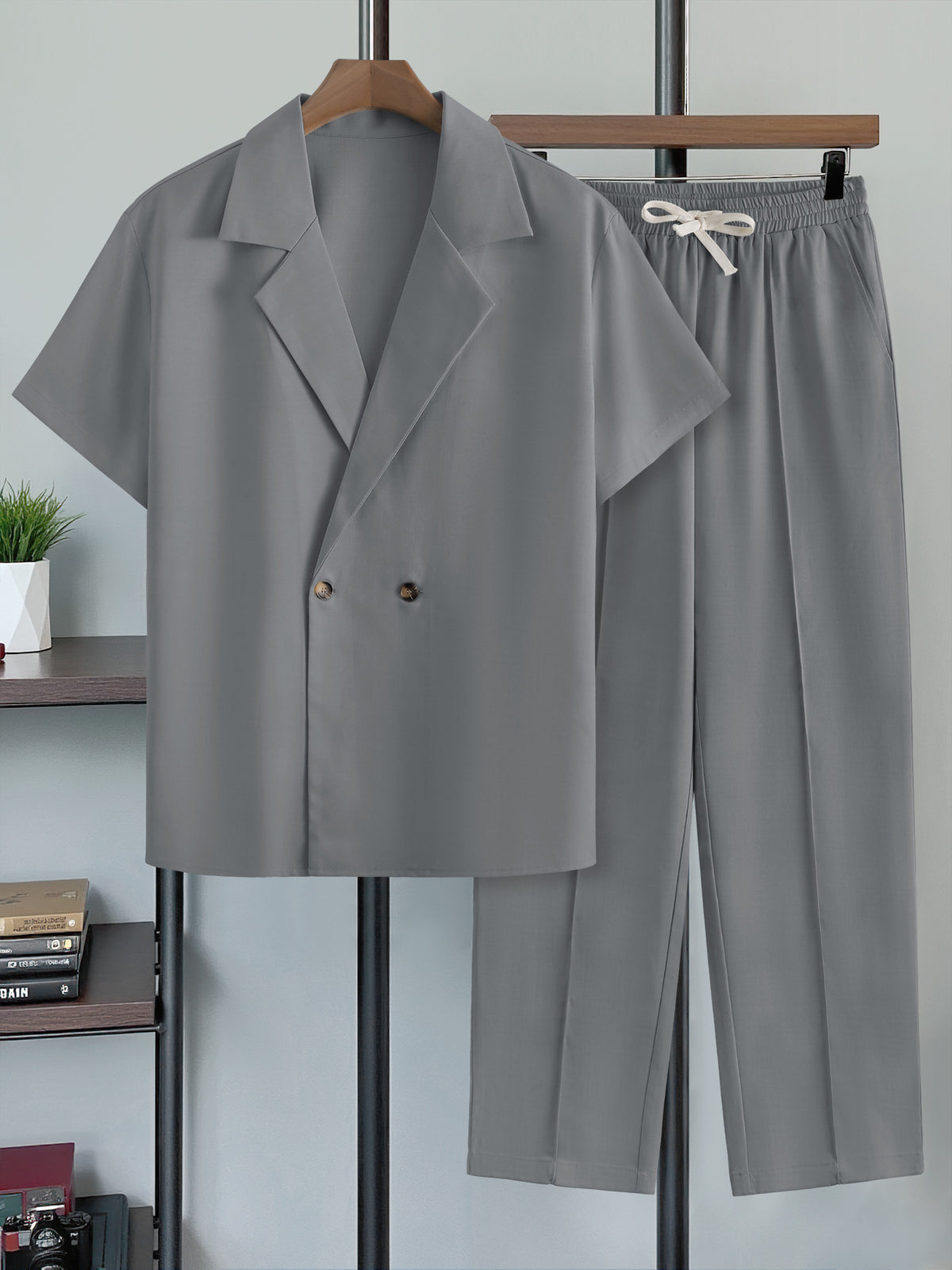Casual Two-Piece Suit with Blazer and Pants