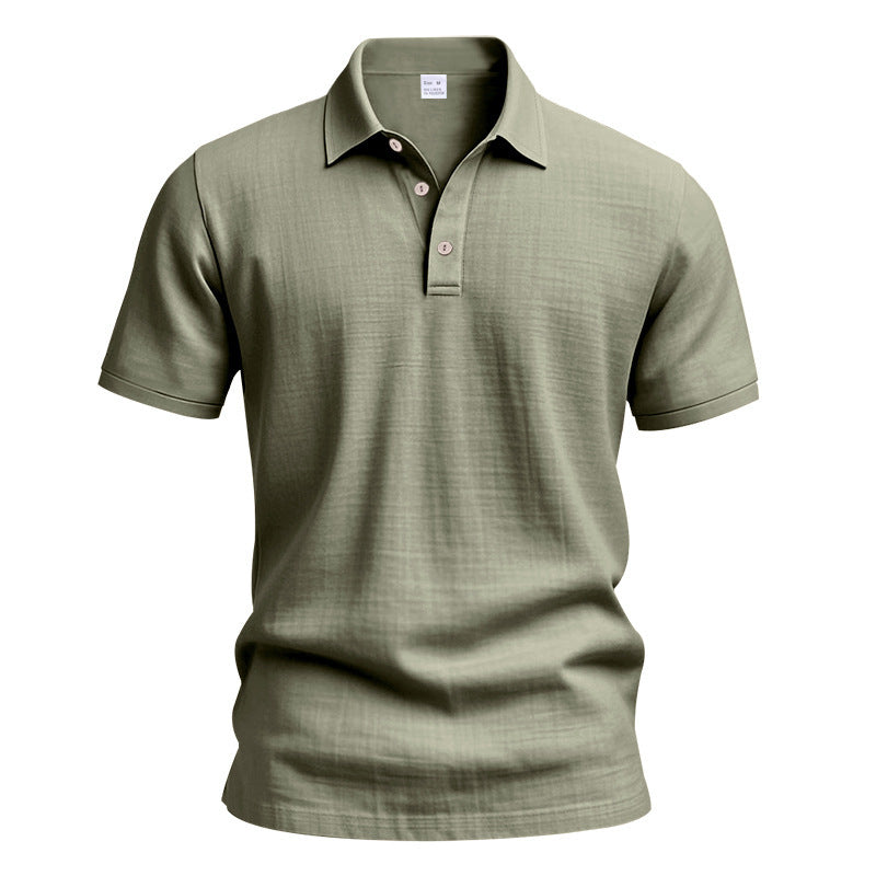 Mens Linen Blend Short Sleeve Polo Shirt