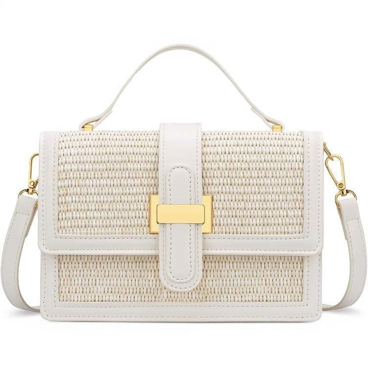 Women Woven Small Square Bag PU Handbag Shoulder Crossbody Bag