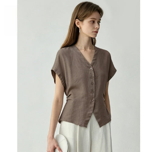 French Style Linen Shirt for Women Summer