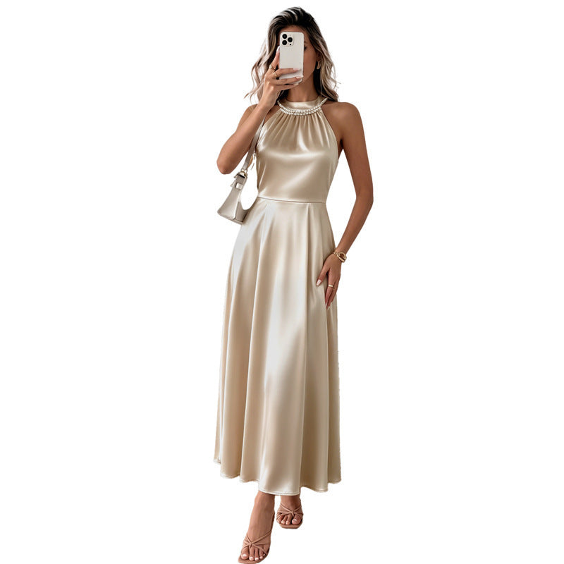 Satin Halter Neck Long Dress