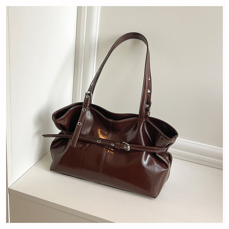Retro Korean Style Underarm Bag with Belt Buckle