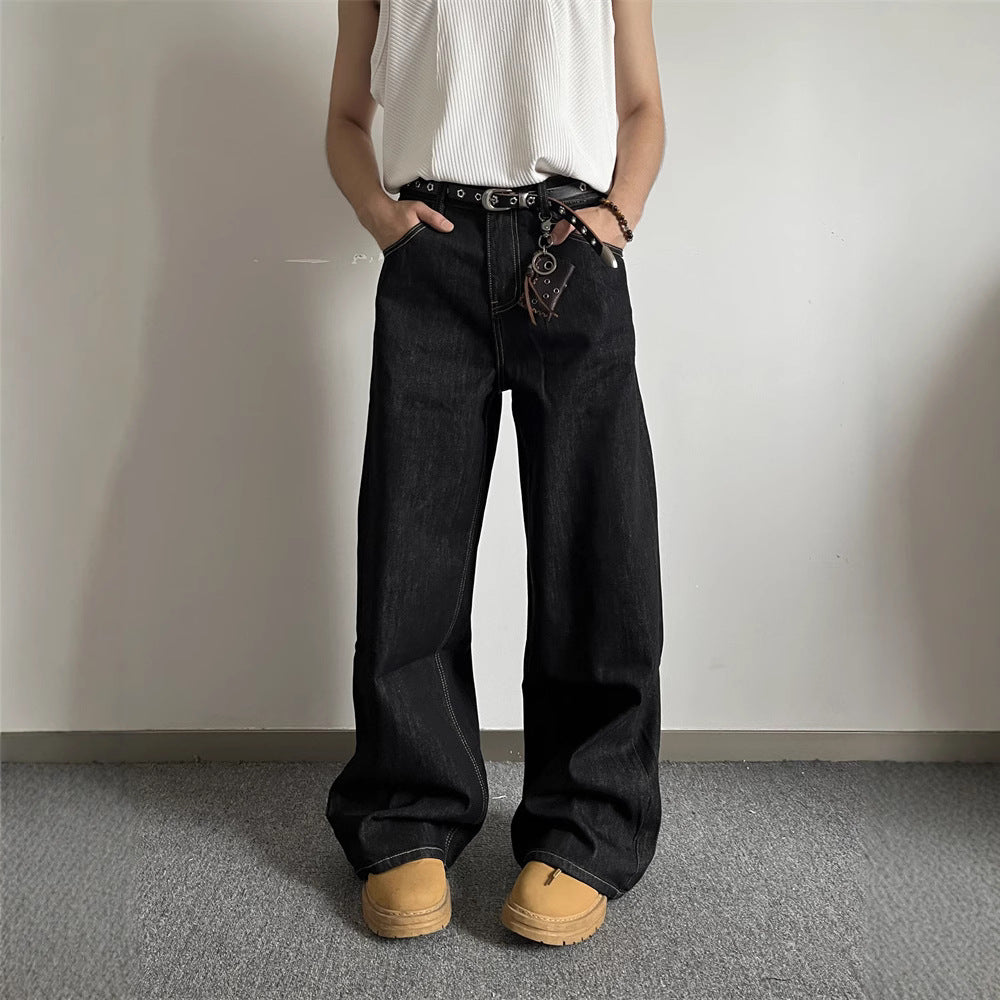 Y2K Retro Straight Leg Denim Jeans for Men