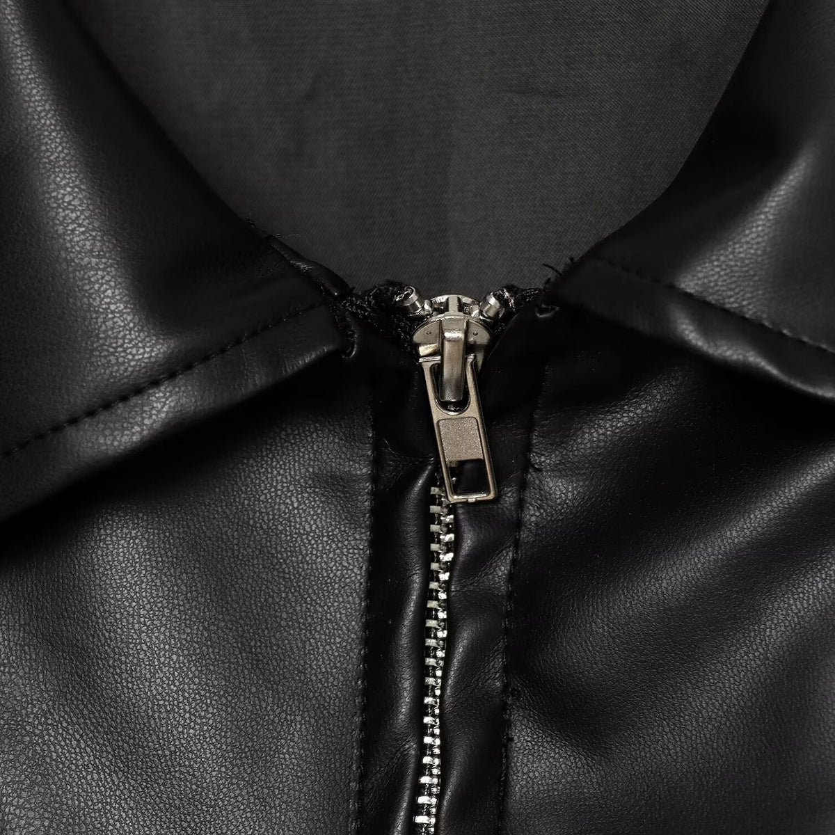 Women Faux Leather Short Jacket Drop Shoulder Streetwear