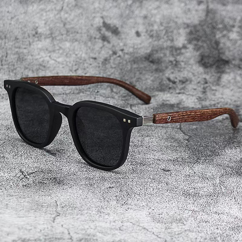 Wood grain leg rice nail sunglasses