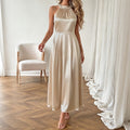 Satin Halter Neck Long Dress