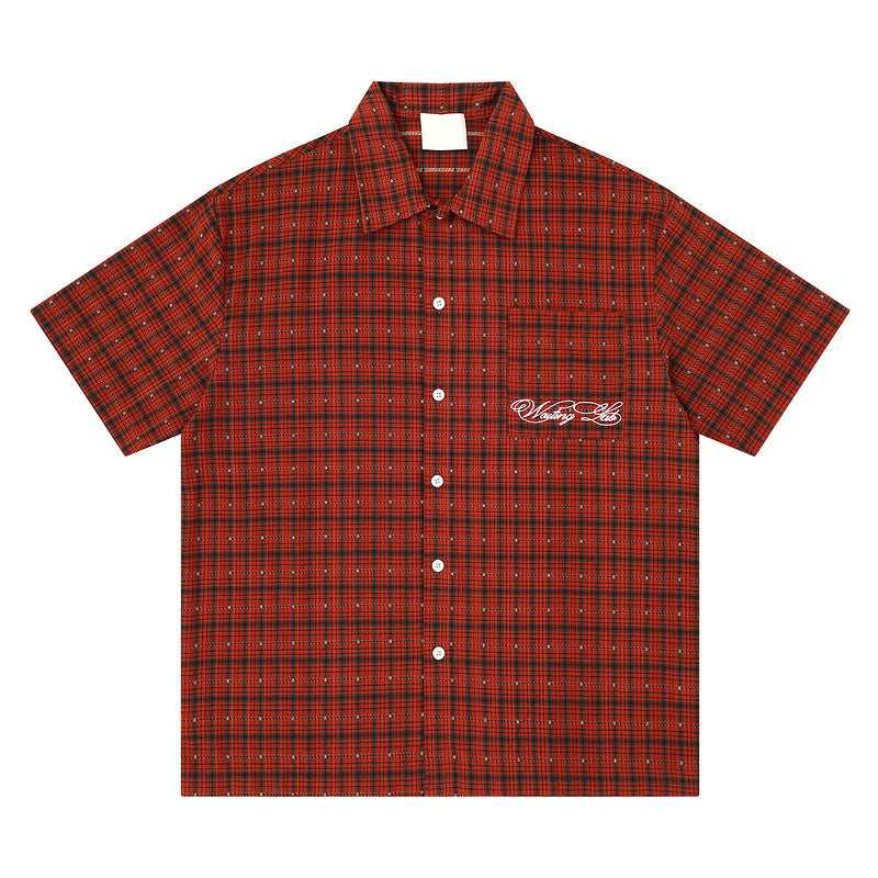 Mens Retro Plaid Short Sleeve Shirt