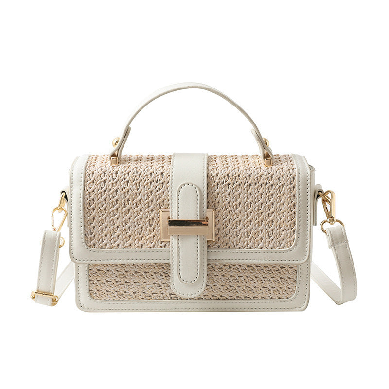 Women Woven Small Square Bag PU Handbag Shoulder Crossbody Bag