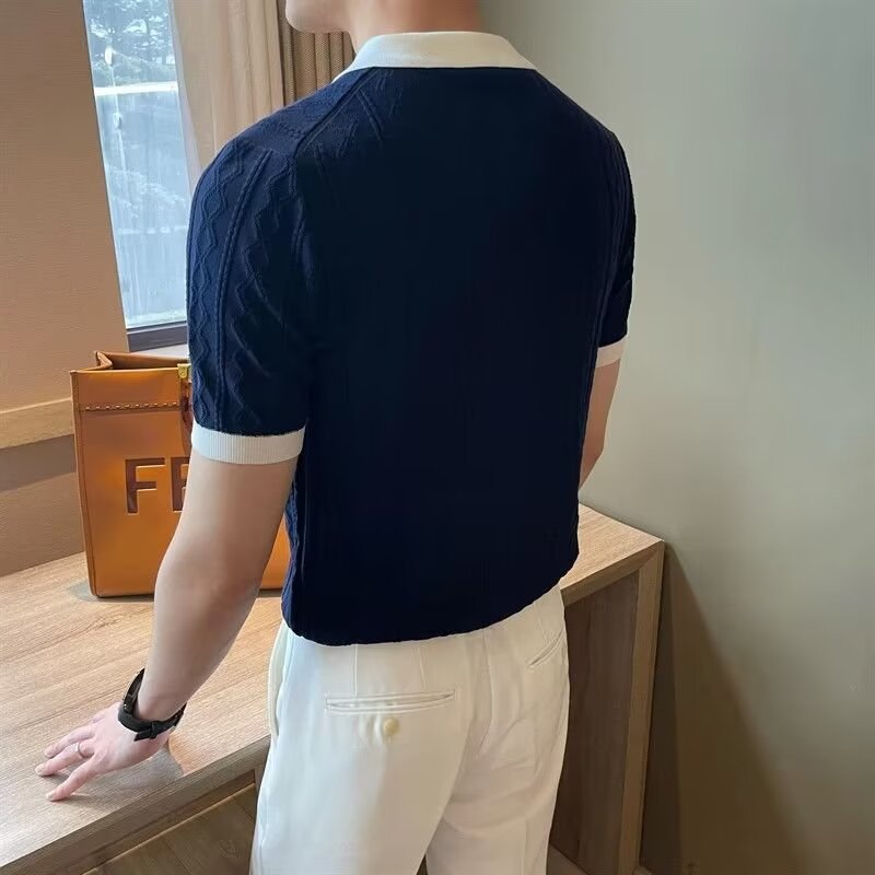 Mens Knitted Cotton Short Sleeve T-Shirt