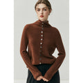 Reversible Cashmere Cardigan Women High Neck Knitted Sweater