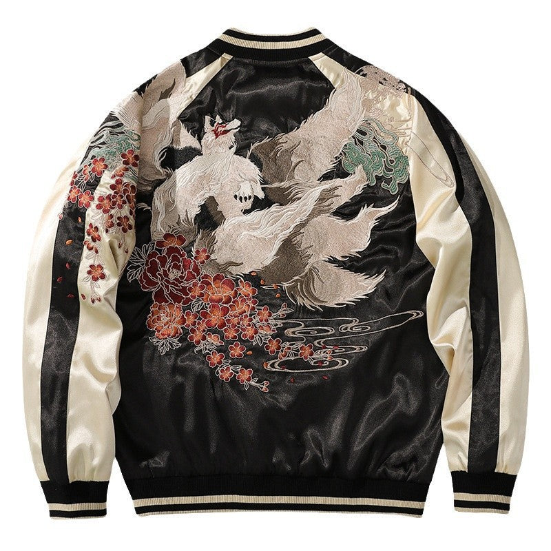 Embroidered Corduroy Baseball Jacket