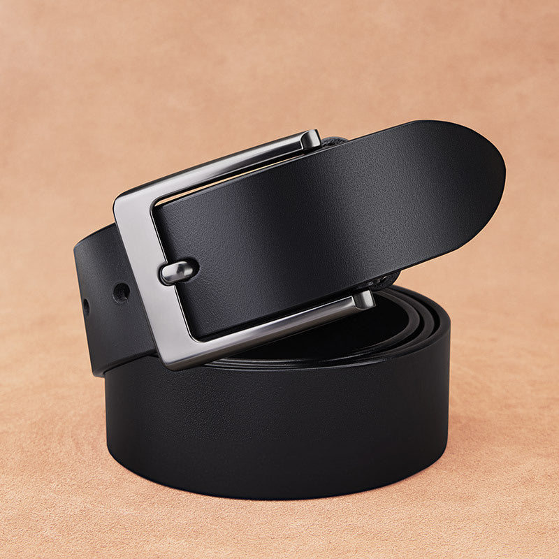 Mens Genuine Leather Belt with Pin Buckle