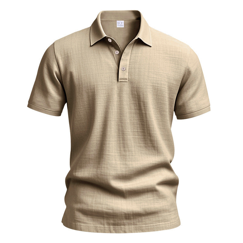 Mens Linen Blend Short Sleeve Polo Shirt