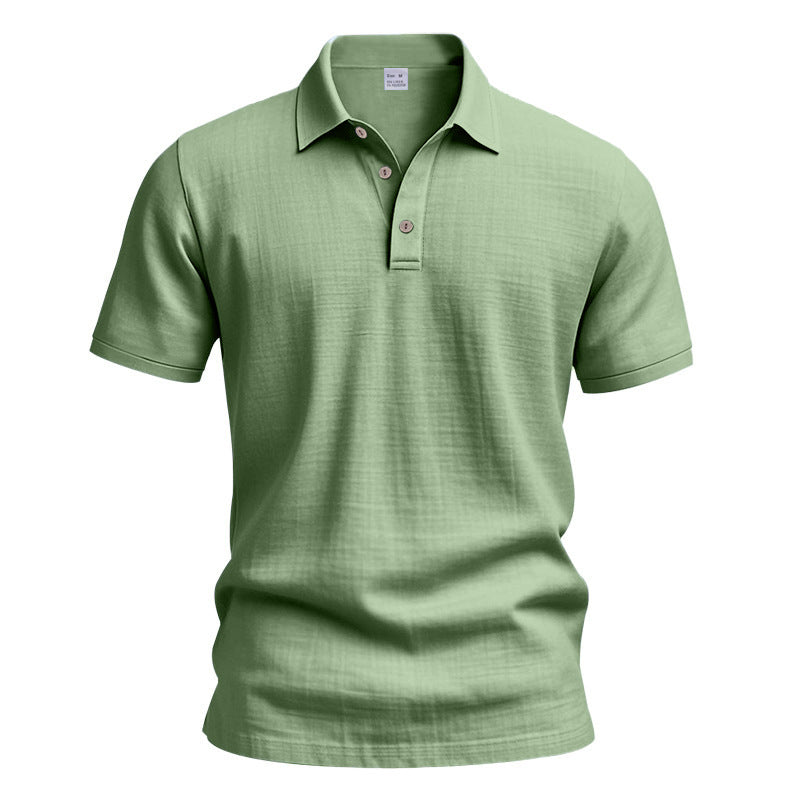 Mens Linen Blend Short Sleeve Polo Shirt