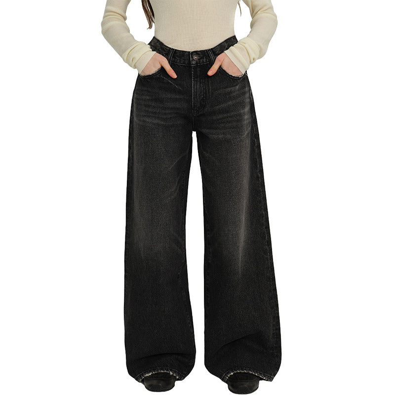 High-Waisted Wide-Leg Cotton Jeans for Women