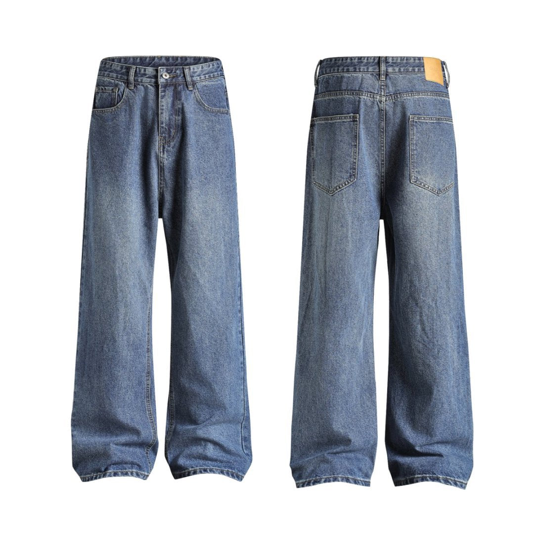 Straight Leg Distressed Denim Jeans for Men