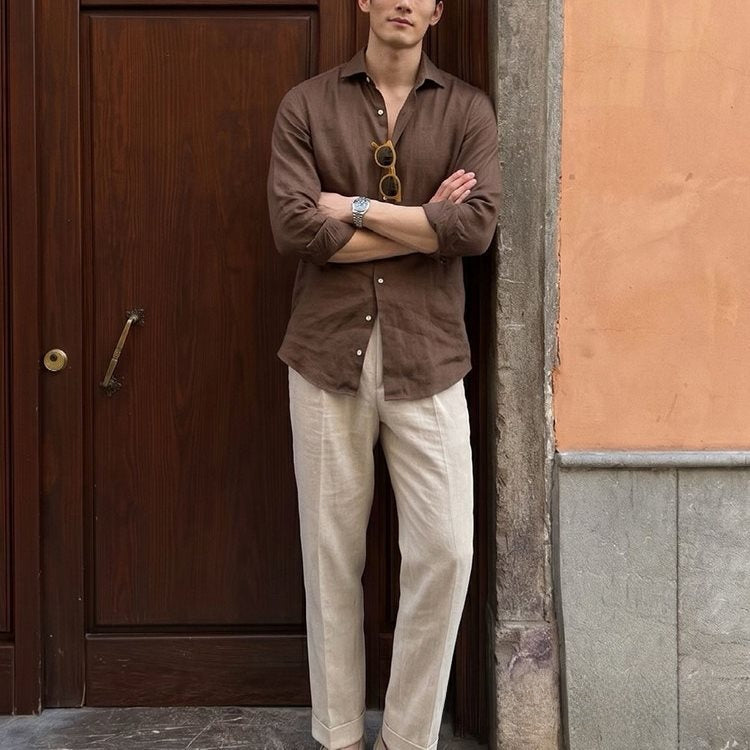 Mens Tencel Linen Summer Shirt