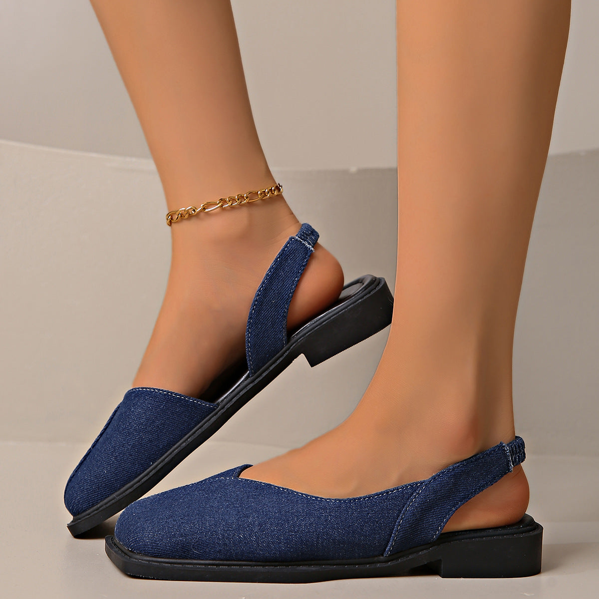 Square Toe Slip-On Sandals for Women