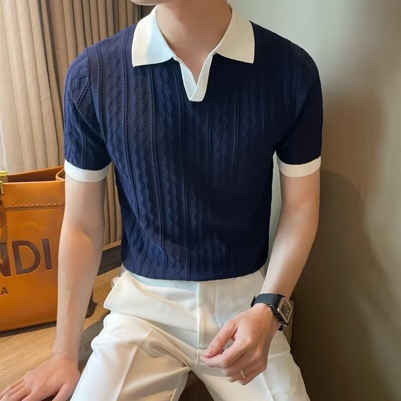 Mens Knitted Cotton Short Sleeve T-Shirt