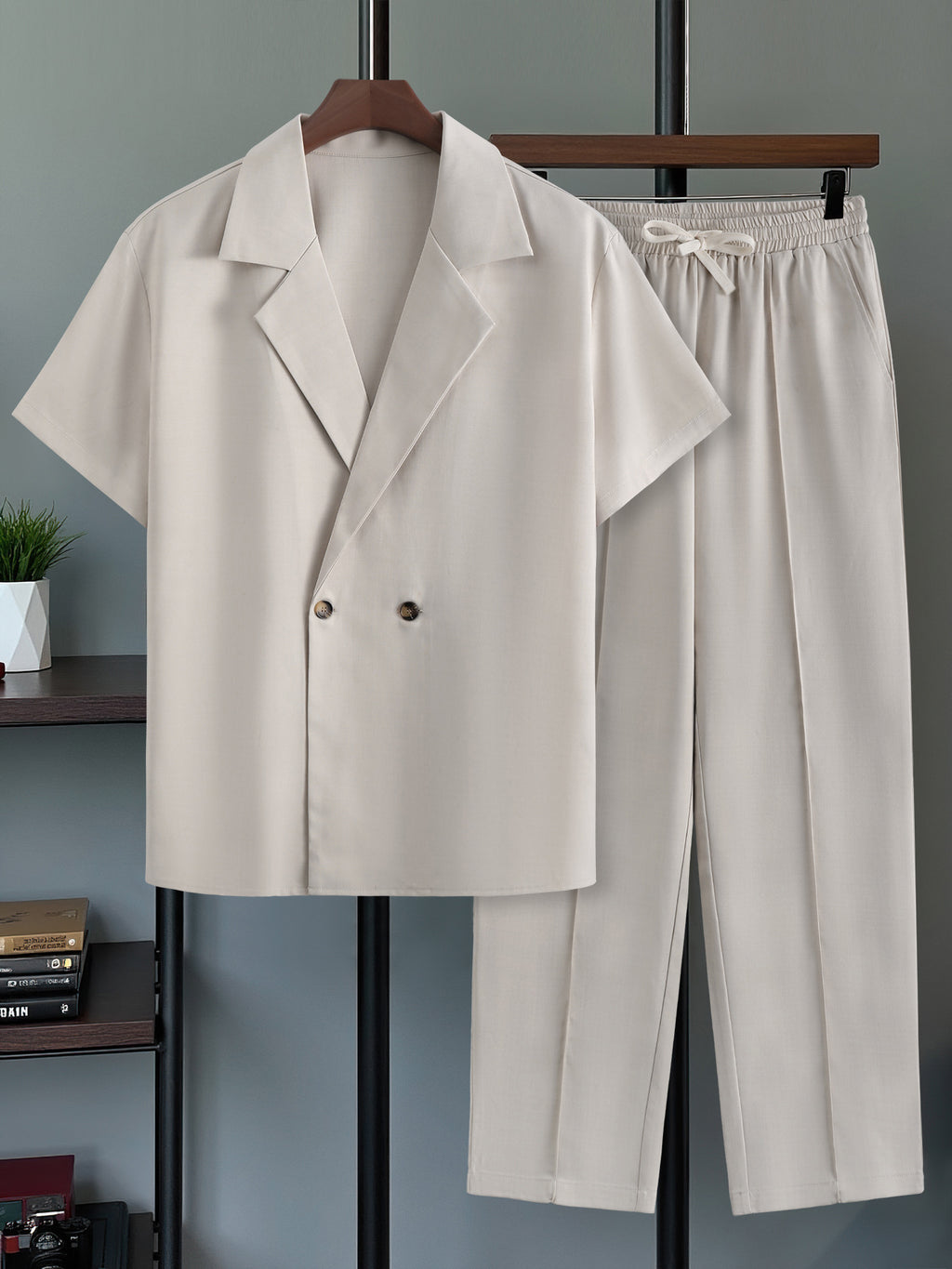 Casual Two-Piece Suit with Blazer and Pants