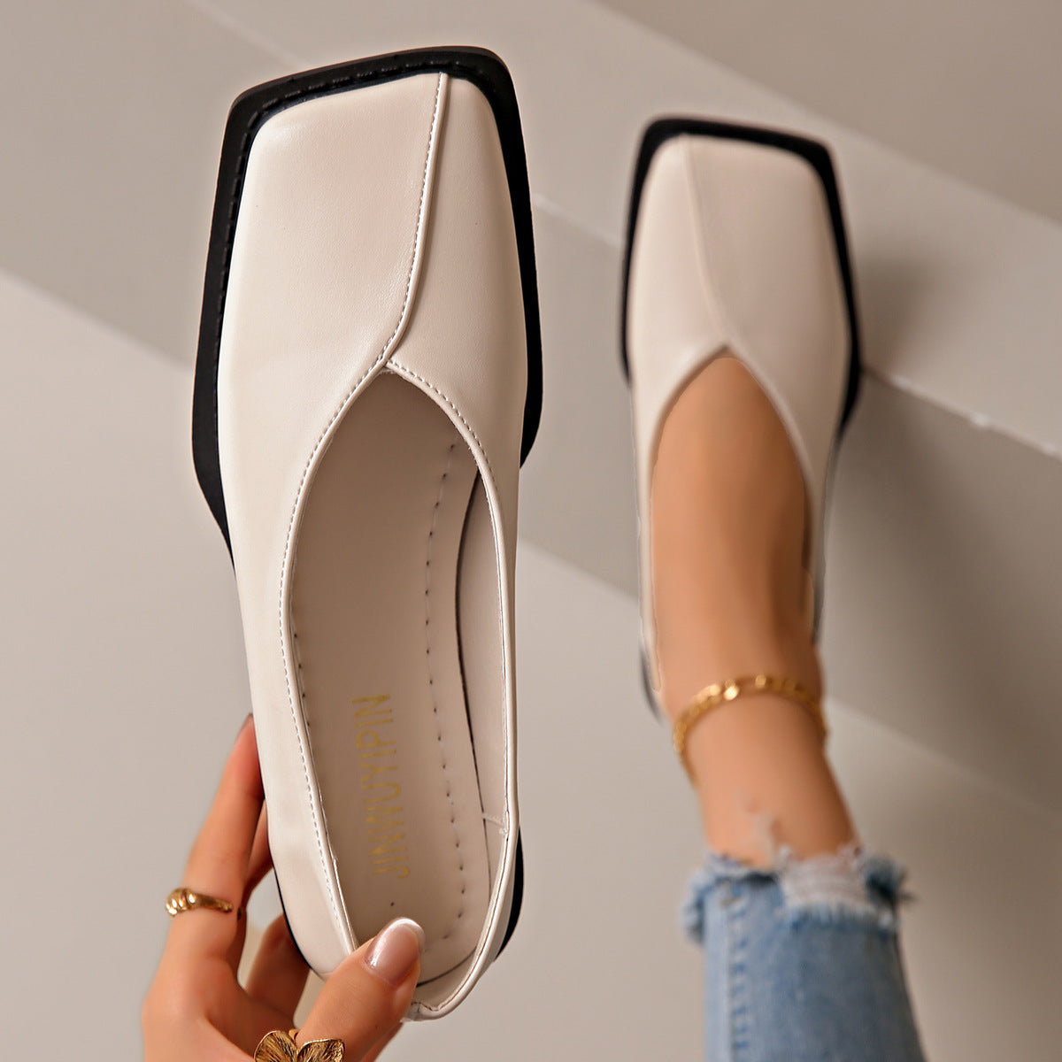 Square Toe Slip-On Sandals for Women