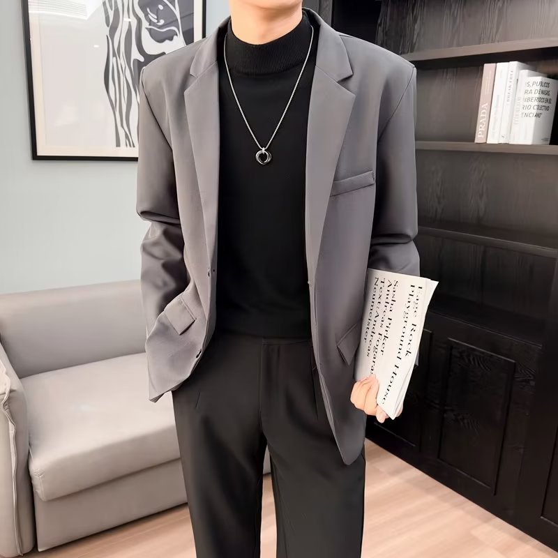 Mens Casual Blazer Lightweight Korean Style Jacket
