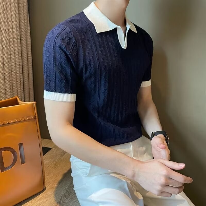 Mens Knitted Cotton Short Sleeve T-Shirt