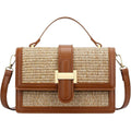 Women Woven Small Square Bag PU Handbag Shoulder Crossbody Bag
