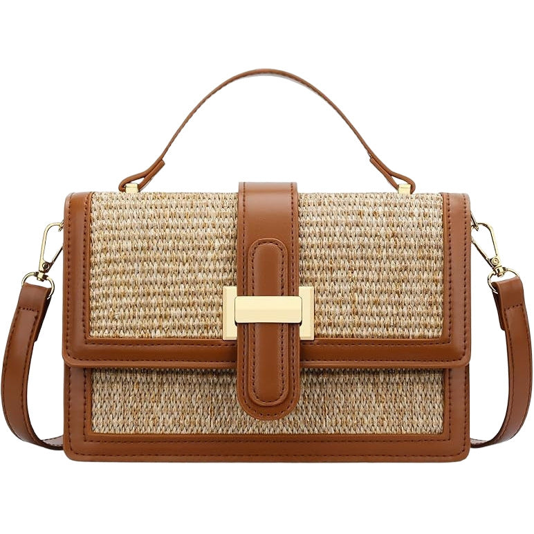 Women Woven Small Square Bag PU Handbag Shoulder Crossbody Bag
