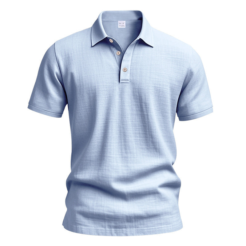Mens Linen Blend Short Sleeve Polo Shirt