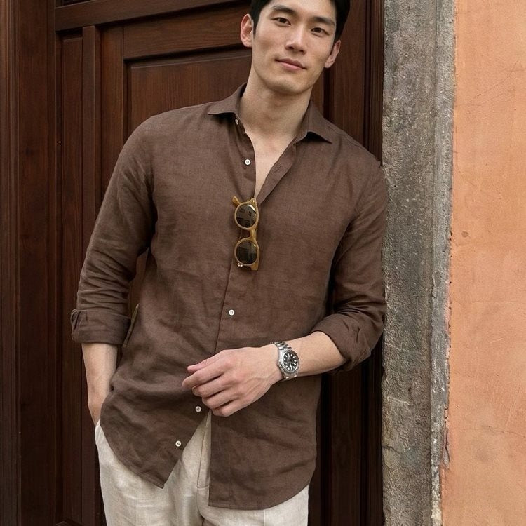 Mens Tencel Linen Summer Shirt