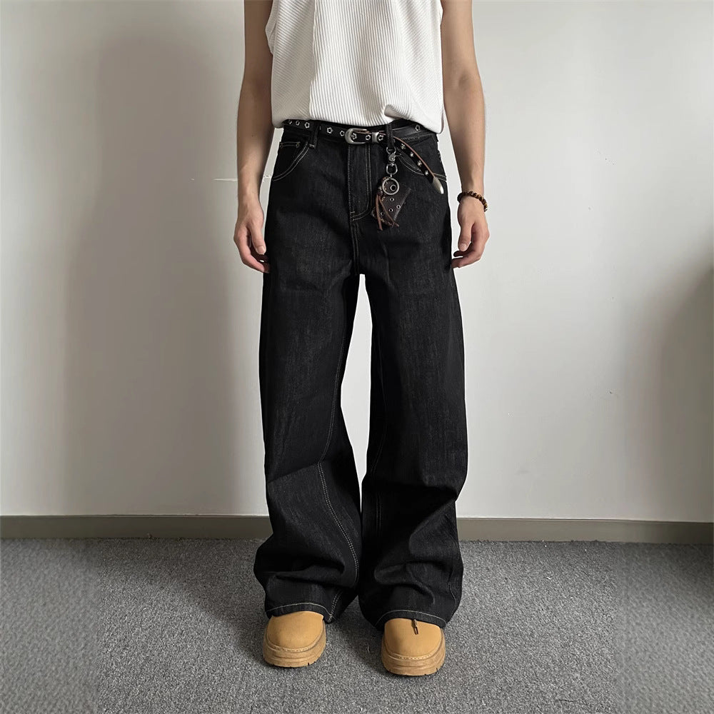 Y2K Retro Straight Leg Denim Jeans for Men