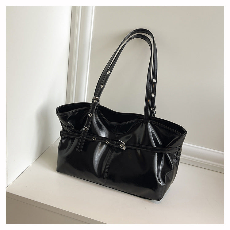 Retro Korean Style Underarm Bag with Belt Buckle