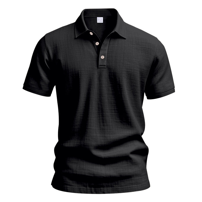 Mens Linen Blend Short Sleeve Polo Shirt