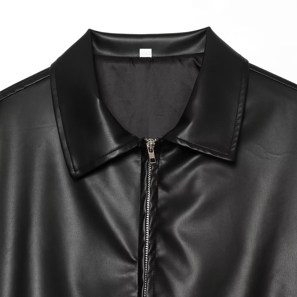 Women Faux Leather Short Jacket Drop Shoulder Streetwear