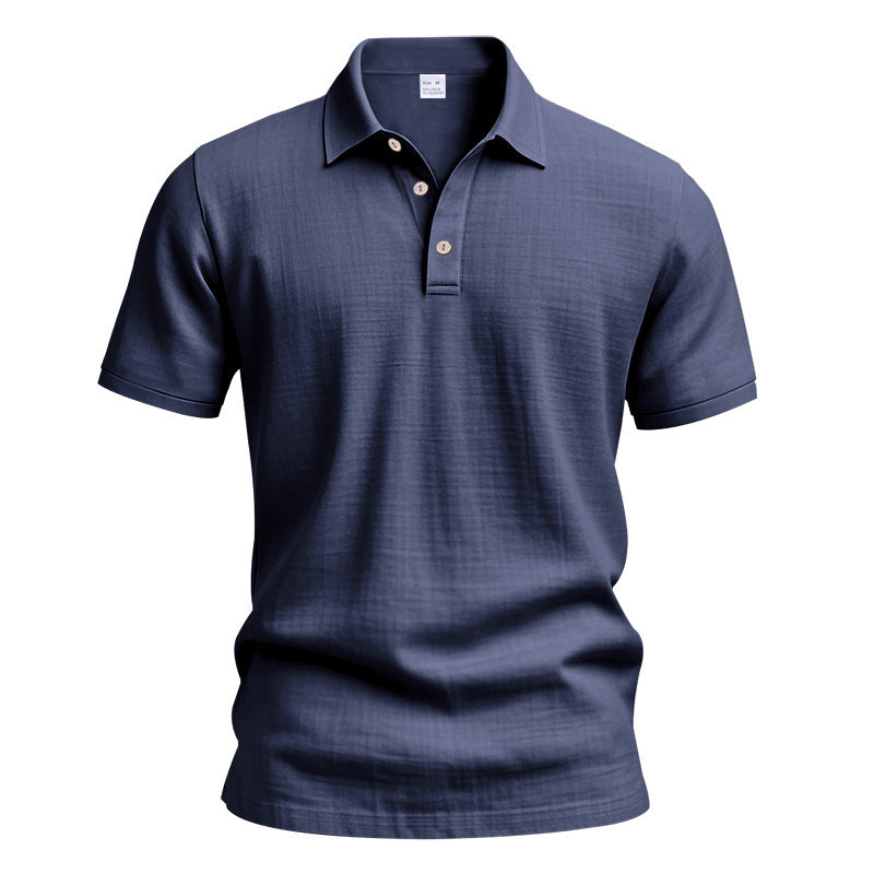 Mens Linen Blend Short Sleeve Polo Shirt