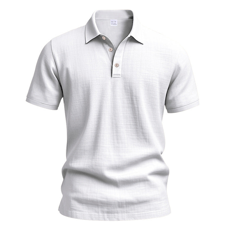 Mens Linen Blend Short Sleeve Polo Shirt