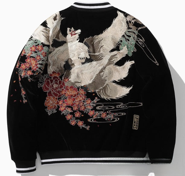 Embroidered Corduroy Baseball Jacket